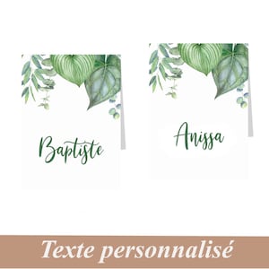 Marque-place mariage motif jungle nature, baptême, anniversaire, personnalisation gratuite