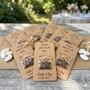 Cadeaux de remerciements invités mariage, Cartes sachet de graines à planter, Mariage champêtre, graines a semer mariage
