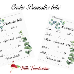 Cartes pronostics bébé, fête prénatale, babyshower, animation, naissance, Feuillage nature