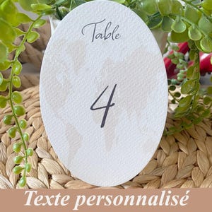 Numéro de table Oval pour Mariage Thème Destination/Voyage, décoration de table Mariage, Map monde, carte du monde