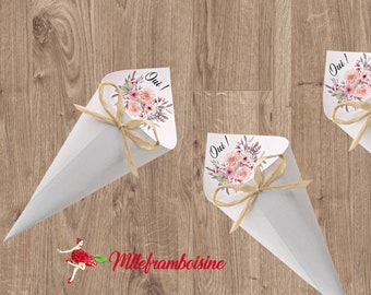 Mini-Kornett für Konfetti, zeremonieller Ausflug, Hochzeit, Blumenmotiv