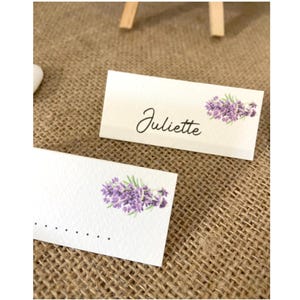 Marque place mariage provençal, Motif Brin de lavande, Porte nom mariage champètre, Provence