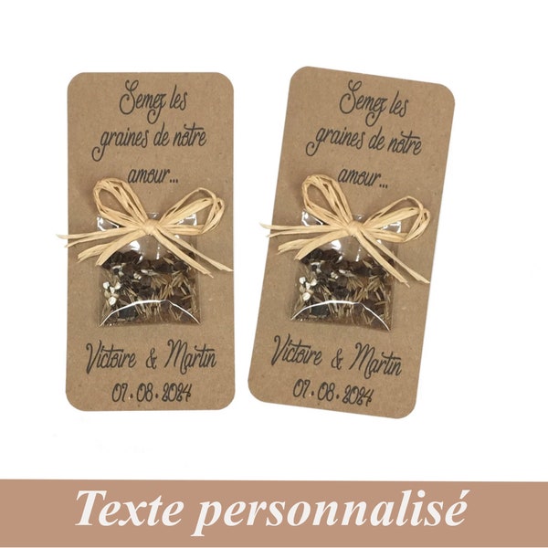 Cadeaux de remerciements invités mariage, Cartes sachet de graines à semer, Mariage champêtre, cadeaux invités écoresponsable