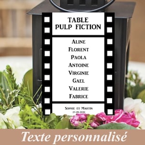 Plan de table Mariage Thème Cinéma, Carte nom de table personnalisé, décoration de table mariage