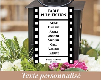 Plan de table Mariage Thème Cinéma, Carte nom de table personnalisé, décoration de table mariage
