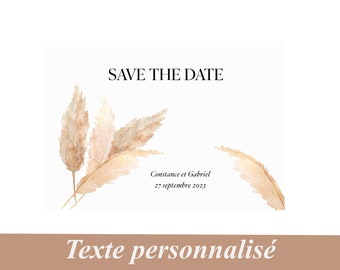 Save the Date, Hochzeitseinladung, Naturthema, Pampasgras, Hochzeitseinladung, Landhochzeit