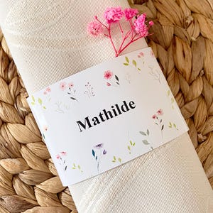 Marque-place Rond de serviette motif Petites fleurs des champs pour mariage champêtre, bohème, décoration de table mariage