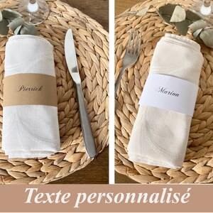 Marque-place Rond de serviette personnalisé, décoration de table mariage