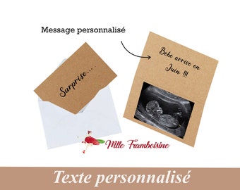 Carte Annonce grossesse personnalisée - pochette pour échographie bébé