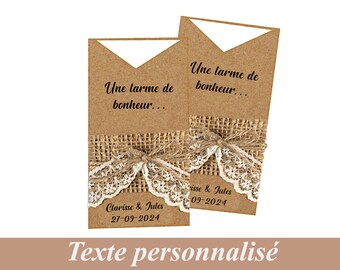 Taschentuch „Eine Träne des Glücks“ für Landhochzeiten, Gastgeschenke, Zeremonienzubehör, Zeugengeschenk, Naturkraft