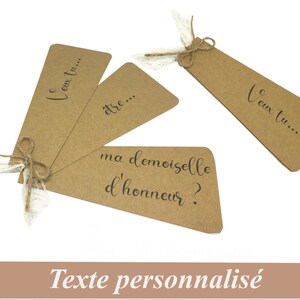 Annonce surprise, Demande de témoin, demoiselle d'honneur, parrain, marraine, éventail kraft naturel dentelle ivoire