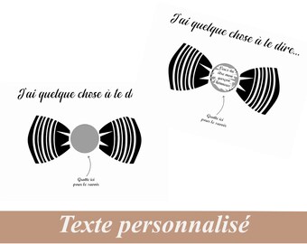 Annonce mariage originale, Demande de témoin ou garçon d'honneur, Carte à gratter, noeud papillon