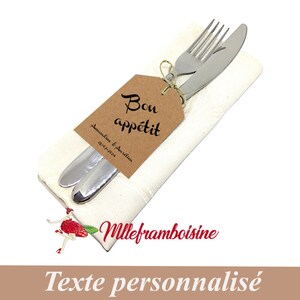 Etiquettes "Bon appétit" personnalisées, mariage champêtre, kraft, décoration table,