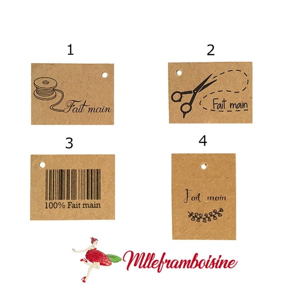 Handmade label, mini labels, recycled natural kraft