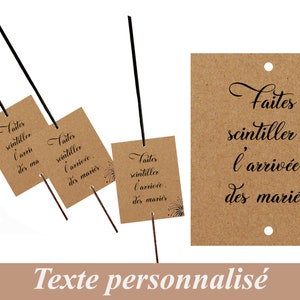 Étiquette pour cierge magique, texte personnalisé, animation de mariage, étiquette pour bâton scintillant mariage, étiquette Feu de banal