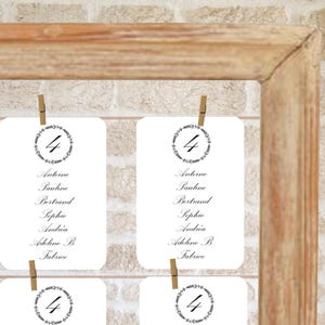 Plan de table Mariage, Carte Numéro de table, Classique et élégance, Couronne florale, style calligraphie, mariage classique