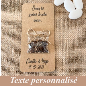Cadeaux de remerciements invités mariage, Cartes sachet de graines à planter, Mariage champêtre, graines a semer mariage