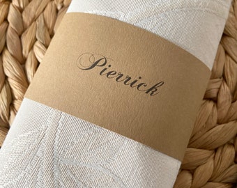 Personalized napkin ring place marker, wedding table decoration