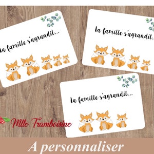 Carte Annonce grossesse "La famille s'agrandit" petit renard