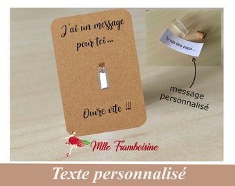 Carte message bouteille personnalisée pour Annonce grossesse, demande parrain marraine, demande témoin, demoiselle d'honneur...