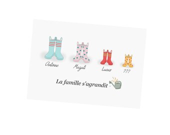 Personalized Pregnancy Announcement Card, Rain Boots Design, The Family Is Growing, Surprise Announcement