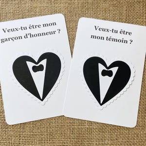 Demande de témoin ou garçon d'honneur, Carte originale avec noeud papillon en relief