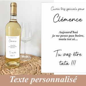 Etiquette autocollante pour bouteille, Annonce de grossesse personnalisée, demande parrain marraine