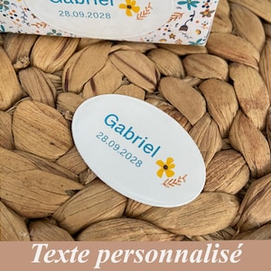 Etiquette autocollante personnalisée, motif petites fleurs, étiquette adhésive personnalisée