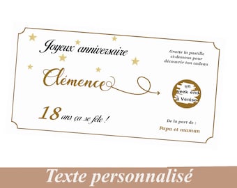 Carte à gratter Anniversaire personnalisée, cadeau anniversaire surprise