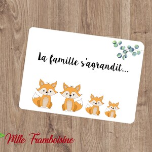 Carte Annonce grossesse "La famille s'agrandit" petit renard image 3