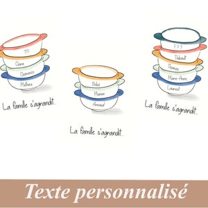 Carte Annonce grossesse personnalisée, petits bols bretons, la famille s'agrandit