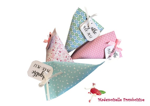 Boîte à Dragées Berlingot Rose Et Vert Deau Baptême Mariage Communion Anniversaire