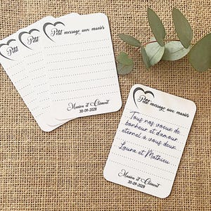 Livre d'or, Cartes "message aux mariés », pour mariage champêtre, Anniversaire, ... Décoration et animation de table mariage - Motif coeur