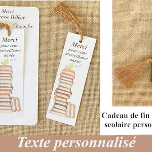 Marque page pour cadeau maîtresse, maitre, Aster, Avs, Nounou, cadeau de fin d'année scolaire, marque-page et sa carte personnalisée