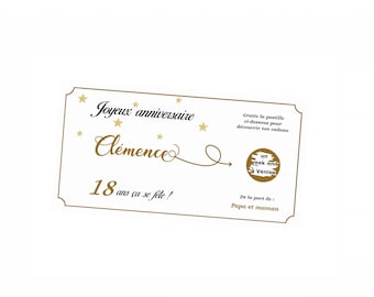 Carte à gratter Anniversaire personnalisée, cadeau anniversaire surprise