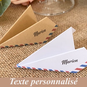 Marque-places origami avion,  Mariage Thème voyage, décoration de table mariage, anniversaire, communion