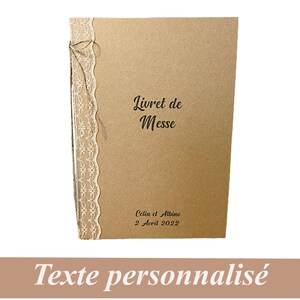 Personalized Mass booklet, natural kraft, raffia, birthday, communion, baptisms