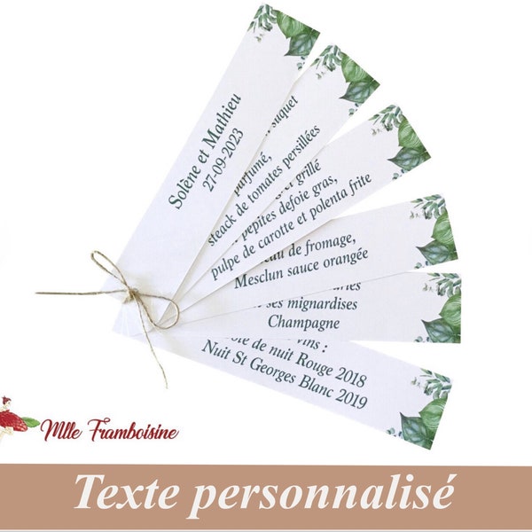 Menu éventail motif Tropical,  pour mariage, bapteme, communion, anniversaire