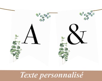 Personalisierte Girlande, Hochzeitsdekoration, Geburtstag, Naturthema, Eukalyptuslaub