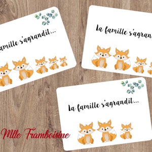 Carte Annonce grossesse "La famille s'agrandit" petit renard image 2