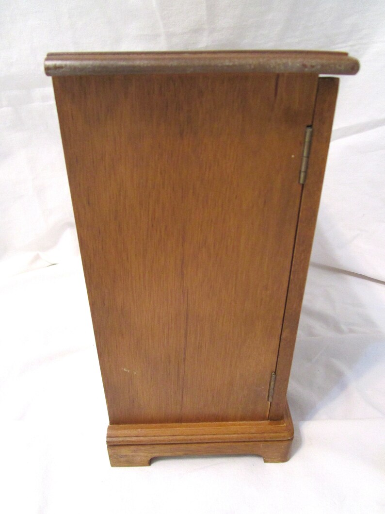 Vintage Jewelry Box Armoire Chest Stained Wood 2 Etched Glass Etsy