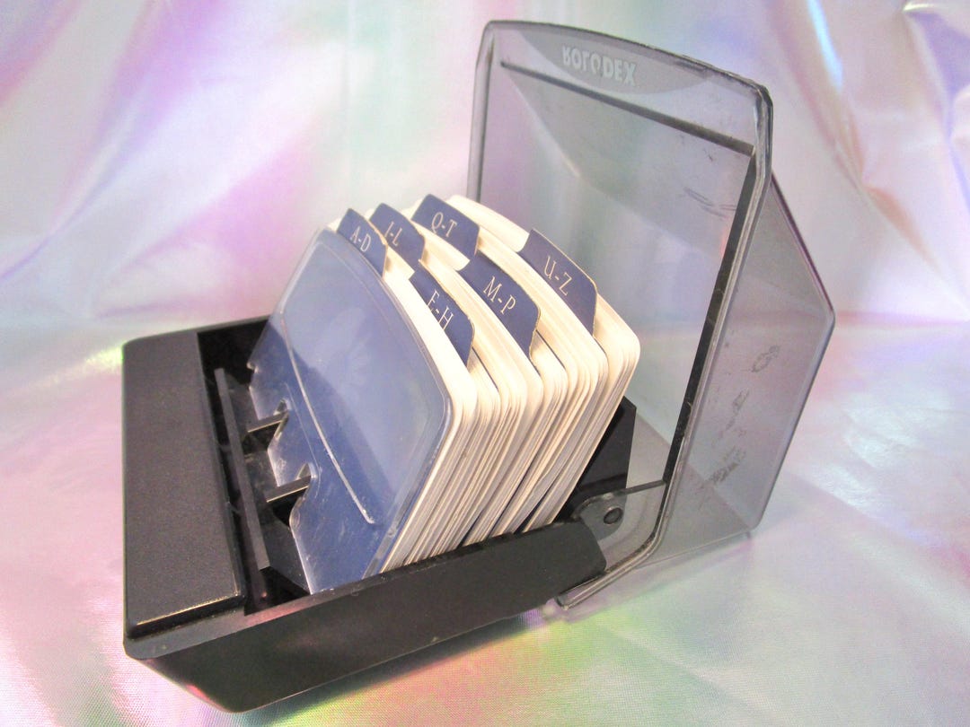 Long Rolodex Box Vintage ROLODEX PETITE File Business Index Card Box Holder S300C Filing ...