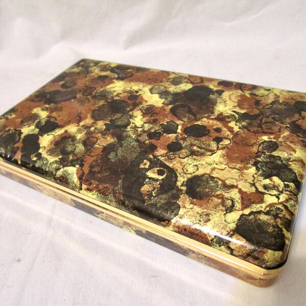 Vintage Jewelry Box Case MELE Tortoise Shell Gold Velvet Interior Gold Trim Travel Case