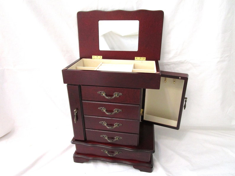 Large Vintage Jewelry Box Bombay Company Armoire Chest Lid Etsy