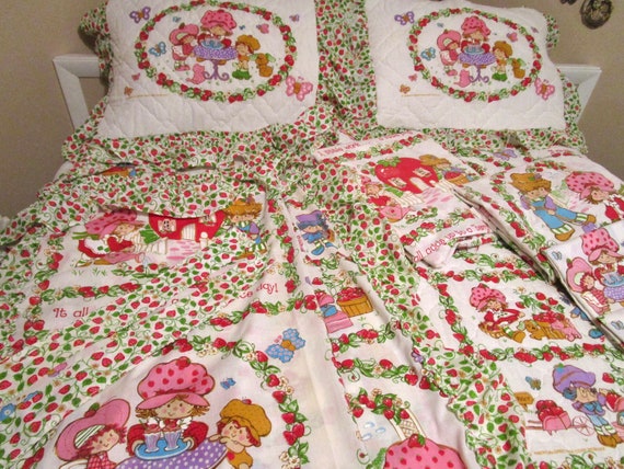 11 Pc Vintage Strawberry Shortcake Bedspread Comforter 2 Shams Etsy