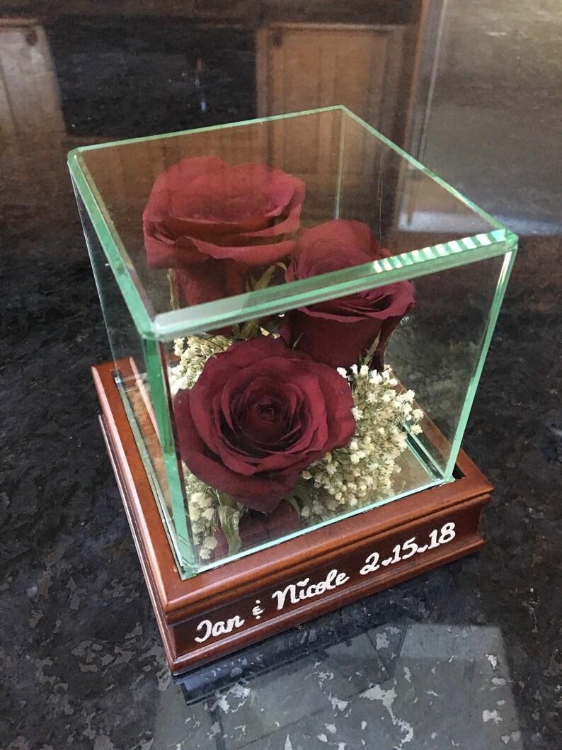 Glass enclosed flowers Etsy