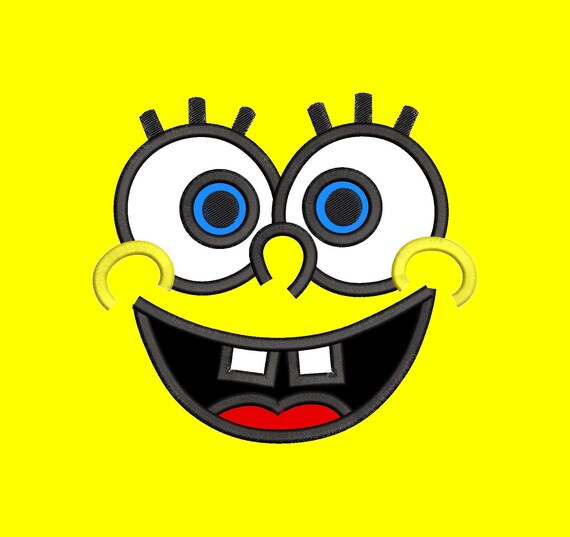 Spongebob Face Applique Embroidery Design INSTANT DOWNLOAD ...