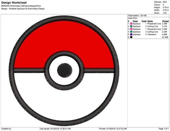 Embroidery Design Placement Chart