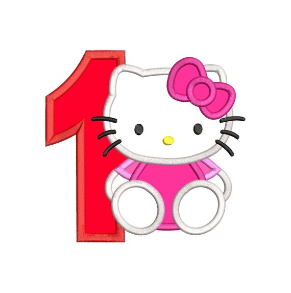 Hello Kitty 1st Birthday Applique Embroidery Design Instant Etsy