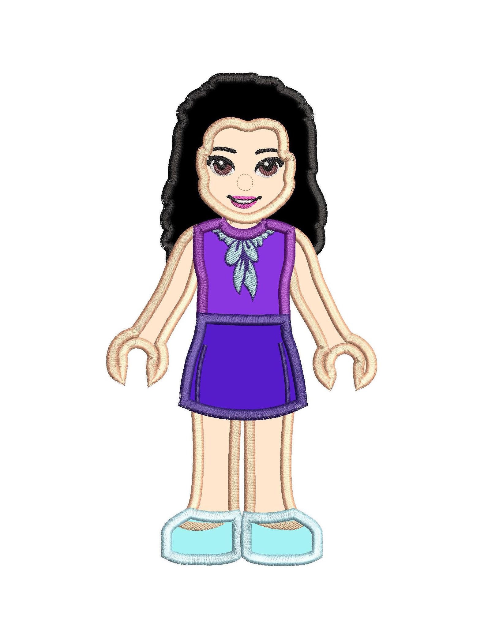 Emma Lego Friends Applique Embroidery Design Instant Etsy